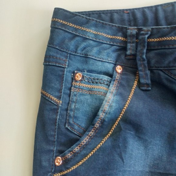 ONLY Jeans EDGE LIMITED EDITION Embroidered Gold Stitch Coastal Cowgirl western - Picture 3 of 11
